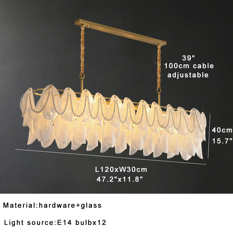 Luxury Glass Chandelier with Pearl Accents - Modern Ceiling Pendant Light Fixture for Living Room, Dining Room & Bedroom