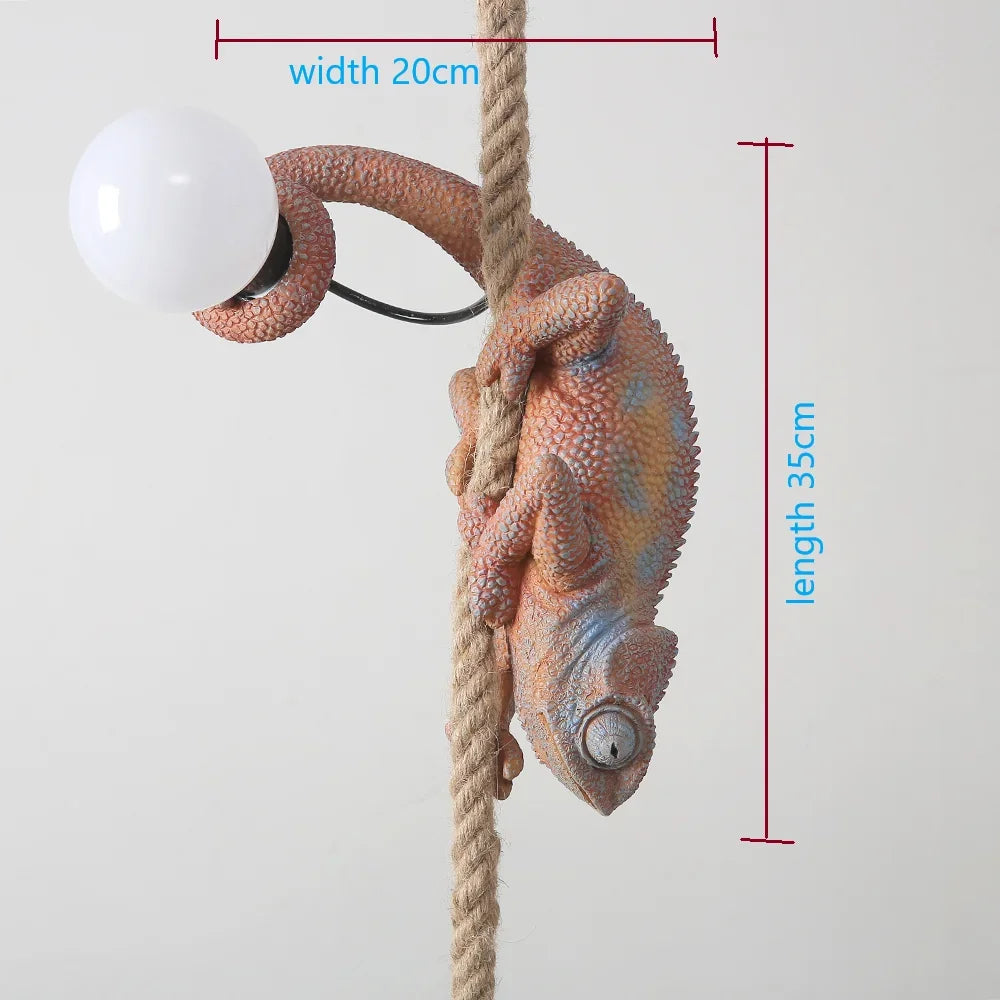 Retro Industrial Monkey Resin Pendant Light - Creative Chameleon Animal Hanging Lamp