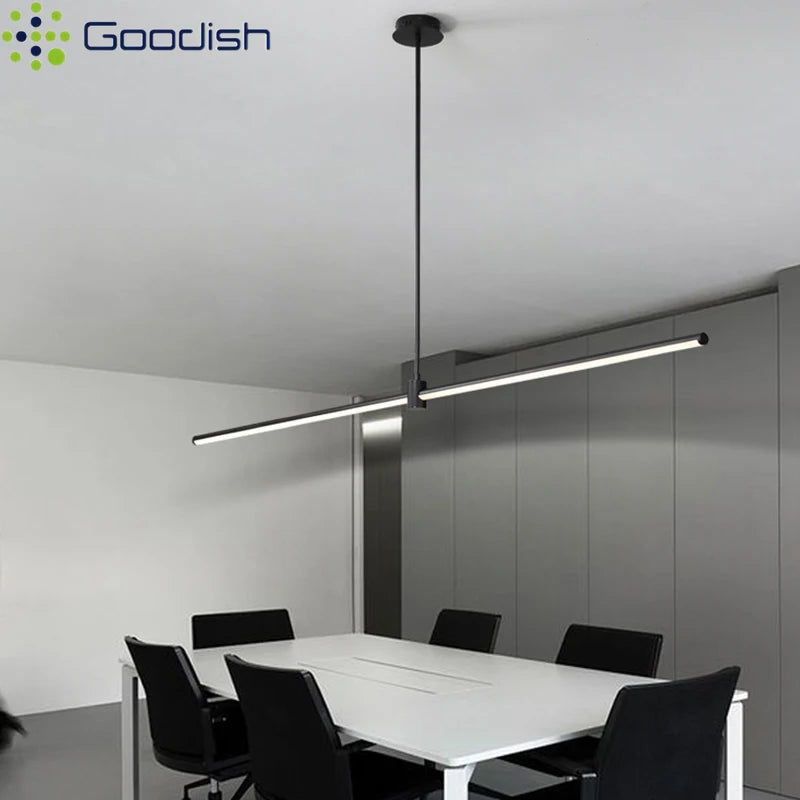Modern Simplicity Long Linear LED Pendant Lights Strip Hanging Indoor Lamps for Office Table Kitchen Home Decoration Chandelier