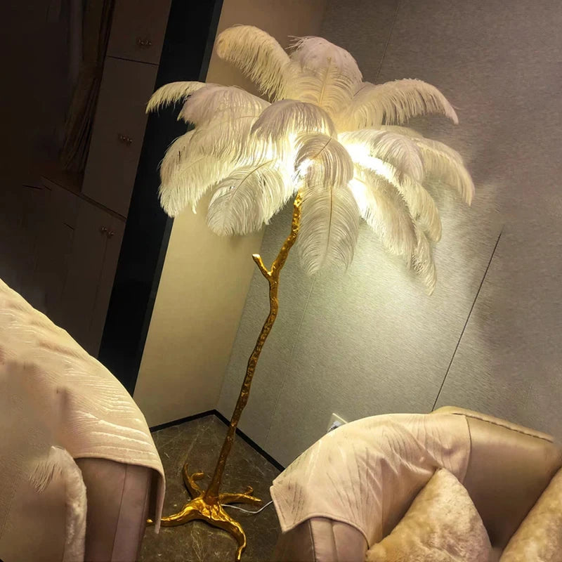 Nordic Ostrich Feather Floor Lamp - Luxury Standing Lamp for Living Room & Bedroom