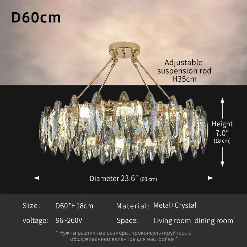 Luxury Crystal Chandelier Living Room High Ceiling Pendant Light Dining Room Hanging Lighting Fixtures Lustre