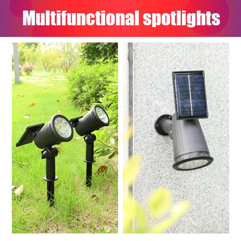 Solar LED Light 9 LED Spotlights,Outdoor IP65 Waterproof Lights,Brightness Adjustable for Garden Backyard Driveway Patio Decor