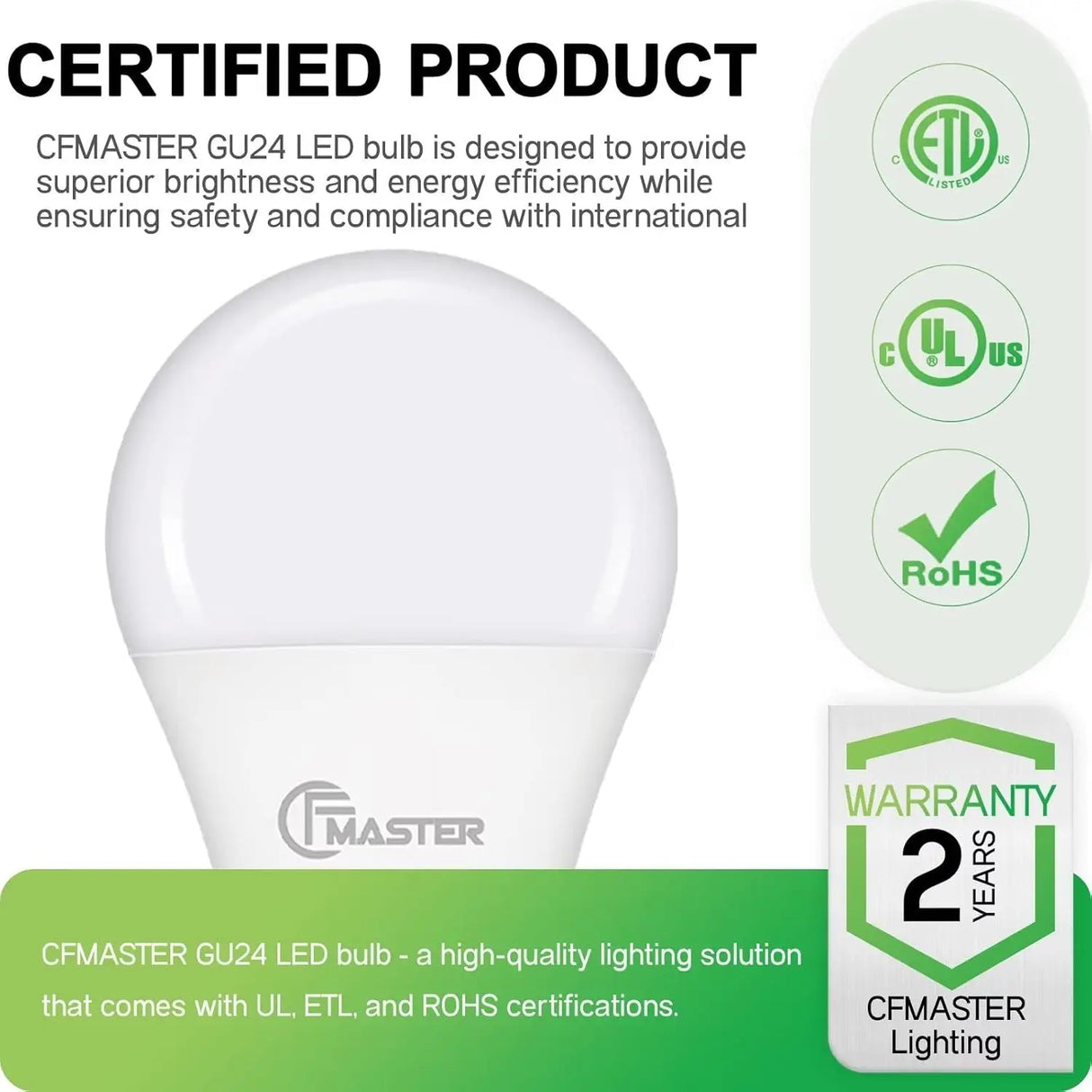 GU24 LED Bulb 4-Pack - 5000K Daylight 9W (100W Equivalent) 800 Lumens