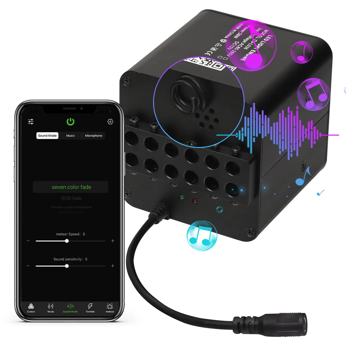 36W 4-Port RGBW Twinkle & Meteor Fiber Optic Kit - High Power Shooting Star Headliner Engine with App Control - Professional Car & Home Star Ceiling