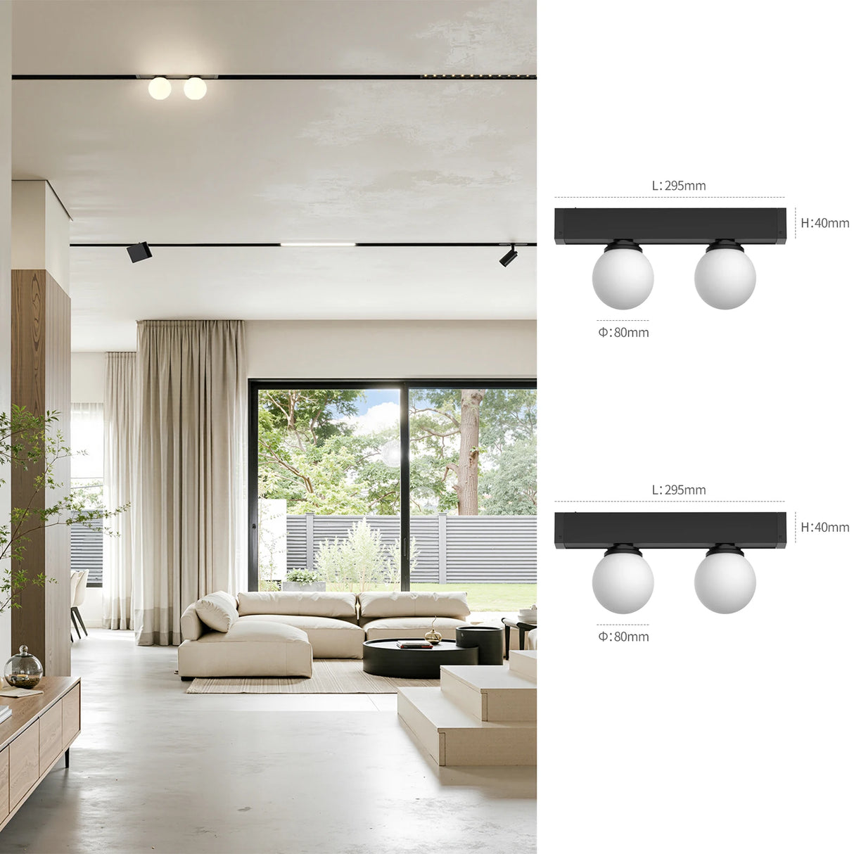 Recessed Magnetic Track Lighting 2-Wire DC 24V Track Rail System with LED Magnetic Light Head Kitchen Living Room Office