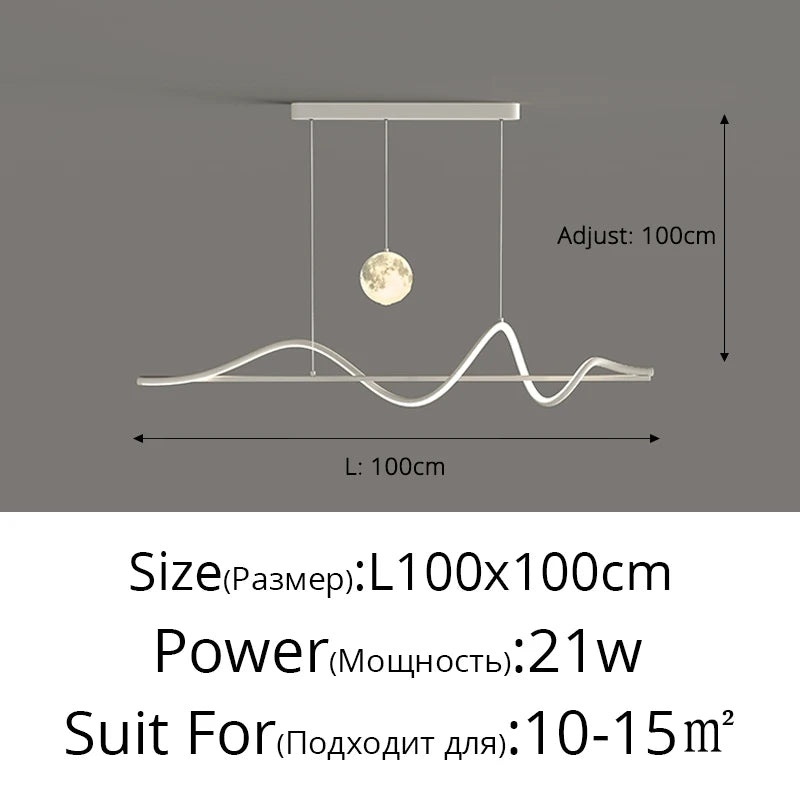 Modern Led Pendant Lights Chandelier For Dining Table Living Room Kitchen Bar Counter Creative Moon Hanging Lamp Home Decor Lamp