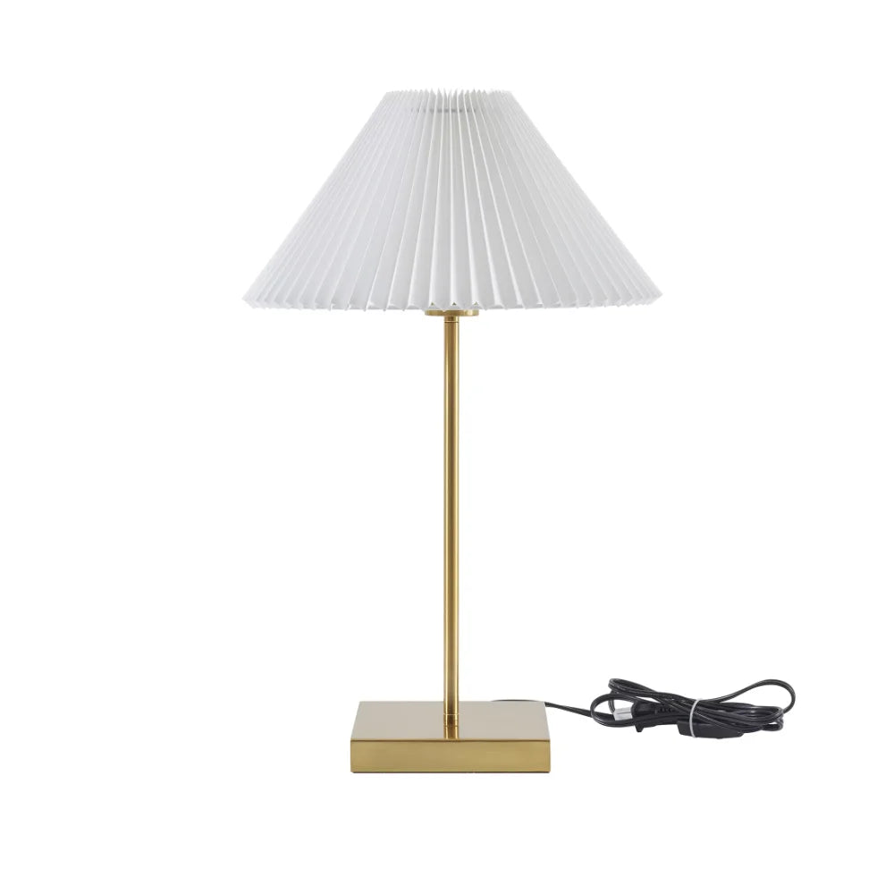 Lighting & Light Fixtures Lamps Table Lamps Home Decor Collection Brass Table Lamp with Pleated Shade, 21"H