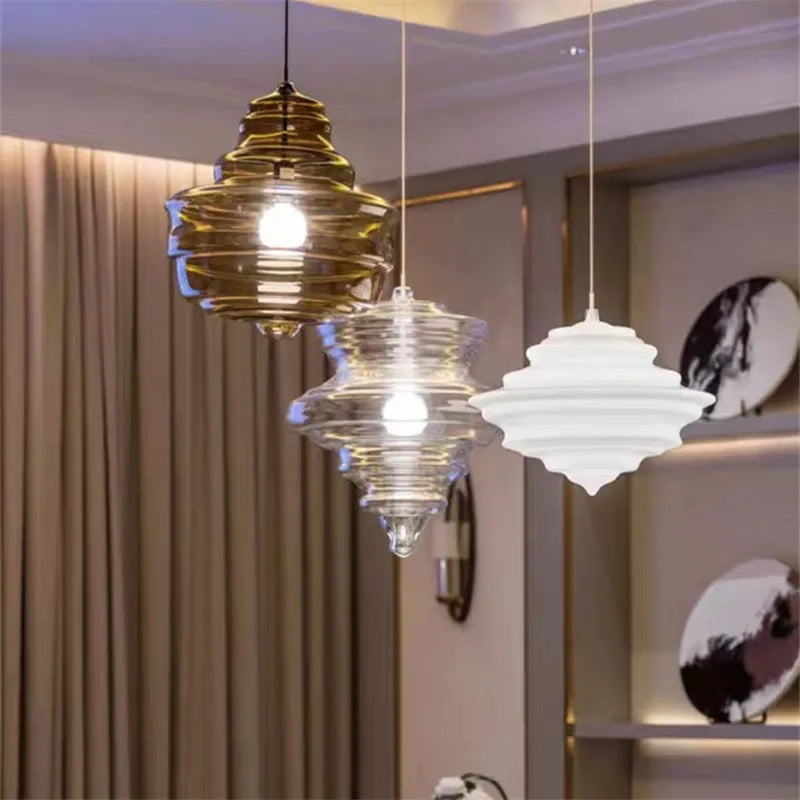Italian Designer Industrial Water Grain Galss Glass Lamp Dining Room Hanging Lights Staircase Kitchen Island Lighting