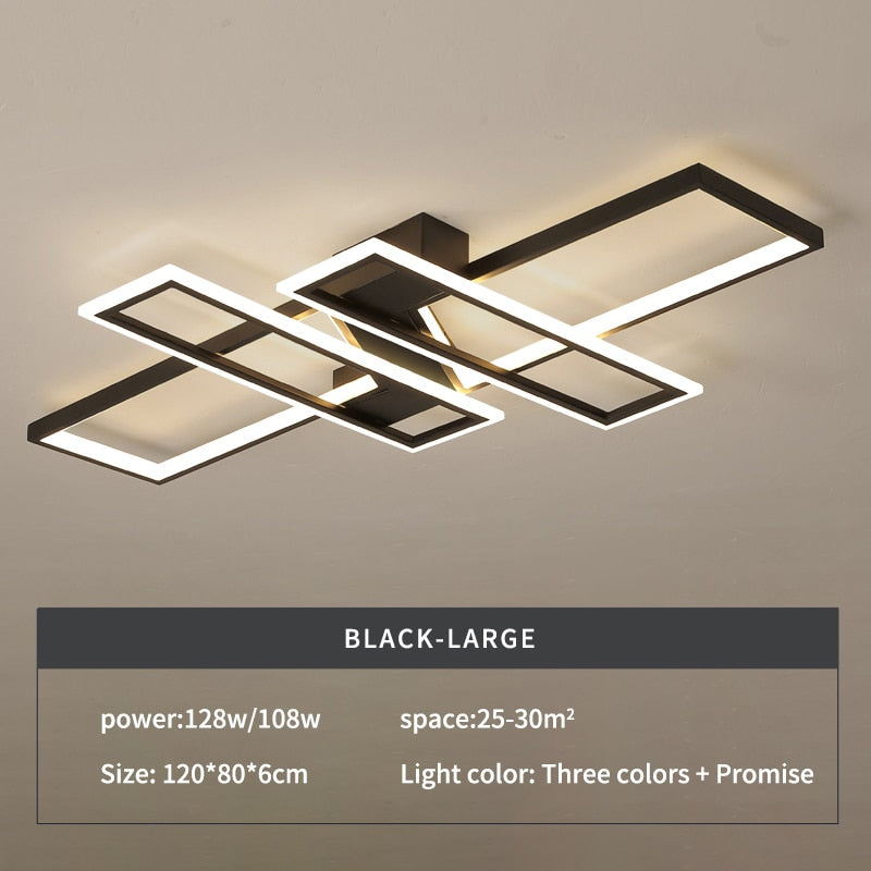 Modern LED Chandeliers Lighting Fixtures for Living Room Bedroom Kitchen Home With Remote Control Black Lustre Ceiling Lamp