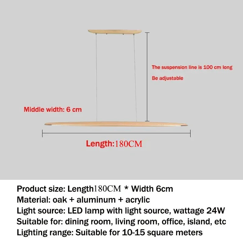 Wooden Pendant Lights Hanging Lamps Modern Table LED Long Linear Light Kitchen Island Office Bar Lighting for Dining Living Room