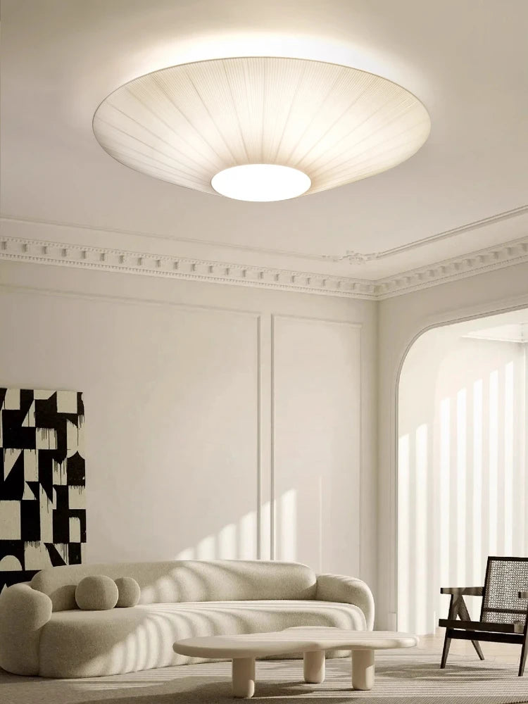 Ceiling light simple round whtie fabric lamp foyer creative flying saucer light Living Room restaurants hotel lobby lighting E27