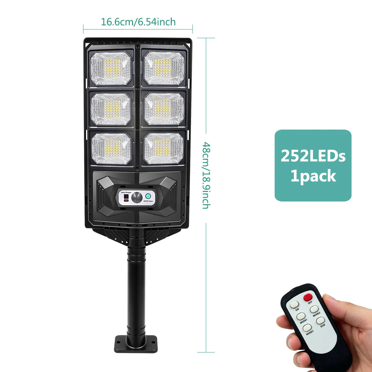 Solar Outdoor Street Light IP65 Waterproof - Wall-Mounted LED Motion Sensor Floodlight with Remote Control & Dusk-to-Dawn Auto Sensor