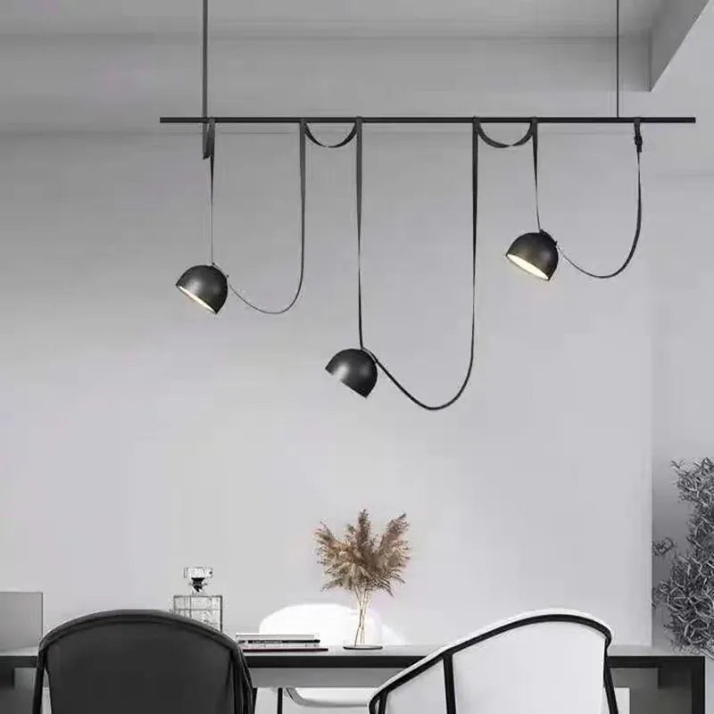 Nordic Art Leather Metal LED Chandelier Living Dining Room Bedroom Bar Island Luminaire Personalized Home Decor Lighting Fixture
