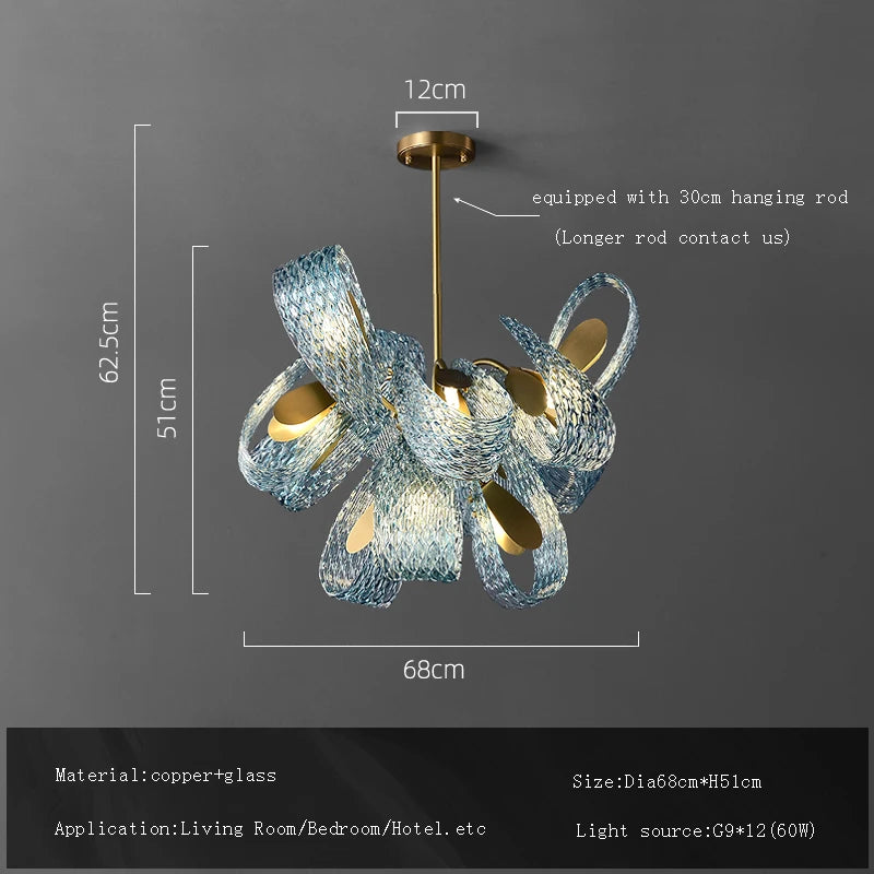 Glass-made Modern Home Appliance Ceiling Chandelier Designer Hanging Lamps for Living Room Dining Room Decoration Flower Shape