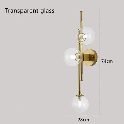 3 Heads Blue Glass Ball Postmodern Wall Lamp For Bathroom Living Room Bedside Sconce Light Fixtures House Decoration Lighting