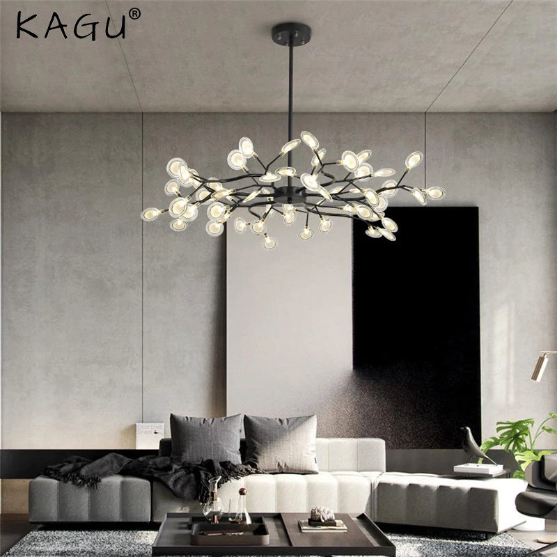 Modern LED Firefly Chandelier - Nordic Gorgeous Leaf Pendant Lamp for Living Room
