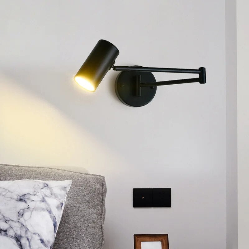 Modern Long Arm Wall Lights Gold Black White Metal Rotatable Foyer Bedside Reading Room Lamp E27 Bulb Drop shipping