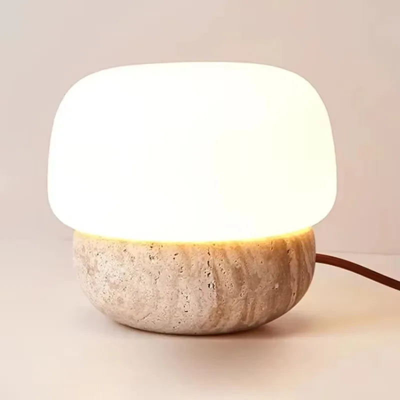 Nordic Creative Yellow Cave Stone Floor Lamp Japanese Wabi Sabi Style Bedroom Home Decoration LED Desk Lamp with Light Source