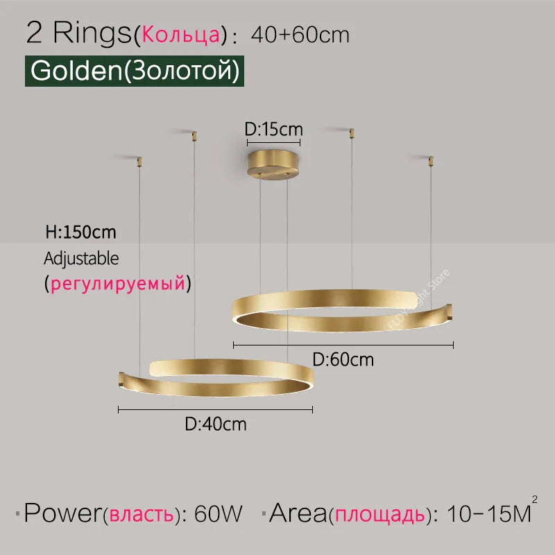 Nordic modern chandelier simple ring light led pendants round lamps