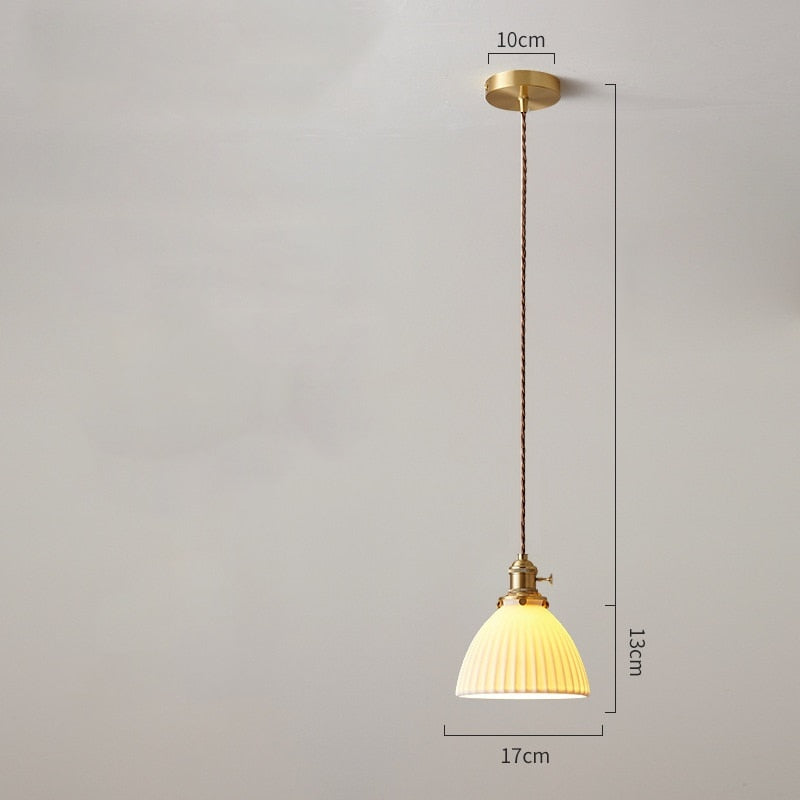 White Ceramic Brass Pendant Lights Fixtures Restaurant Bedroom Bedside Nordic Japanese Style Hanging Lamp LED Hanglampen