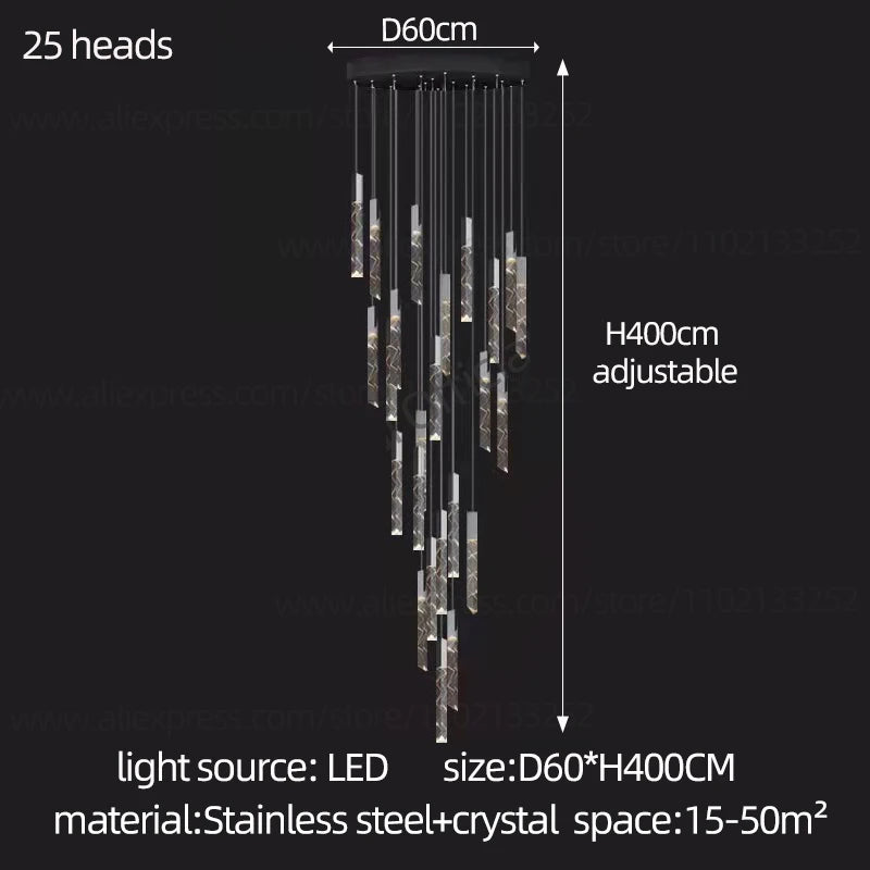 Modern Crystal Pendant Lamp - Luxury LED Hanging Light for Dining Room