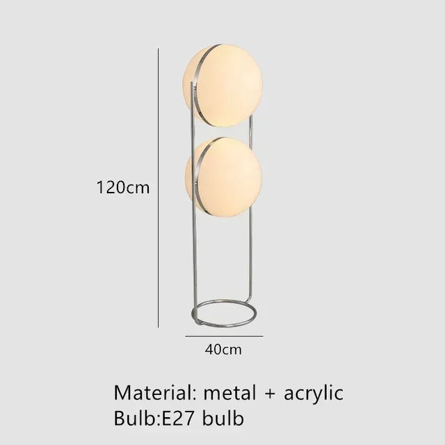 2026 Modern Creative Chrome Floor Lamp - White Acrylic Ball LED Standing Light
