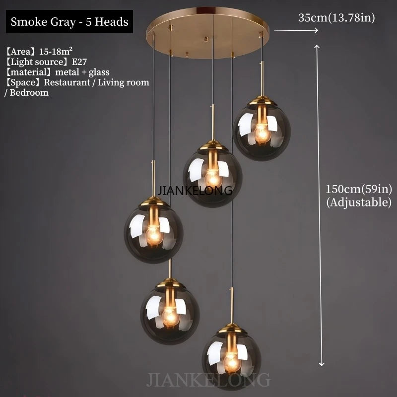 Modern Luxury Glass Chandelier - Nordic Metal LED Pendant Light