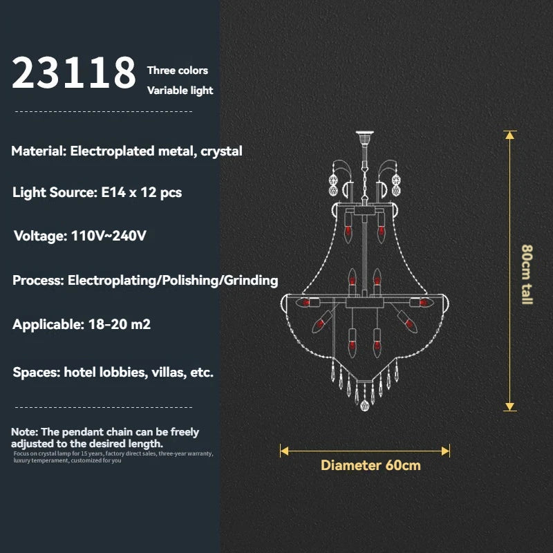 Light Luxury Duplex Villa Led Crystal Chandelier Home Decoration Living Room Bedroom Mid Floor Hollow Spiral Staircase Light