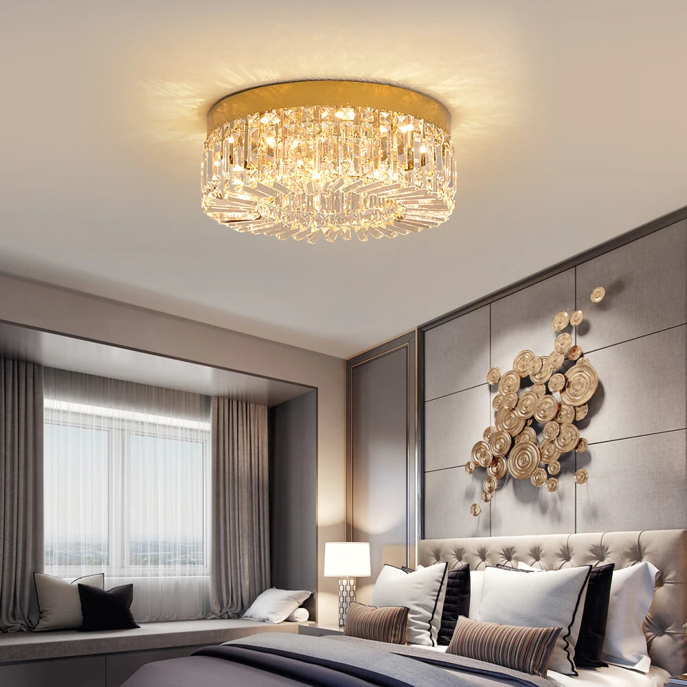 Gold Modern Crystal Chandelier - Luxury LED Ceiling Light for Living Room