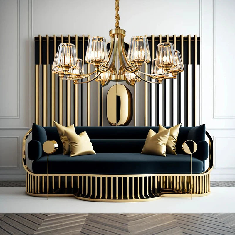 Modern Nordic Retro Luxurious Gold LED Pendant Chandelier Living Room Bedroom Home Decor Hanging Lights Lighting Fixtures Luster's