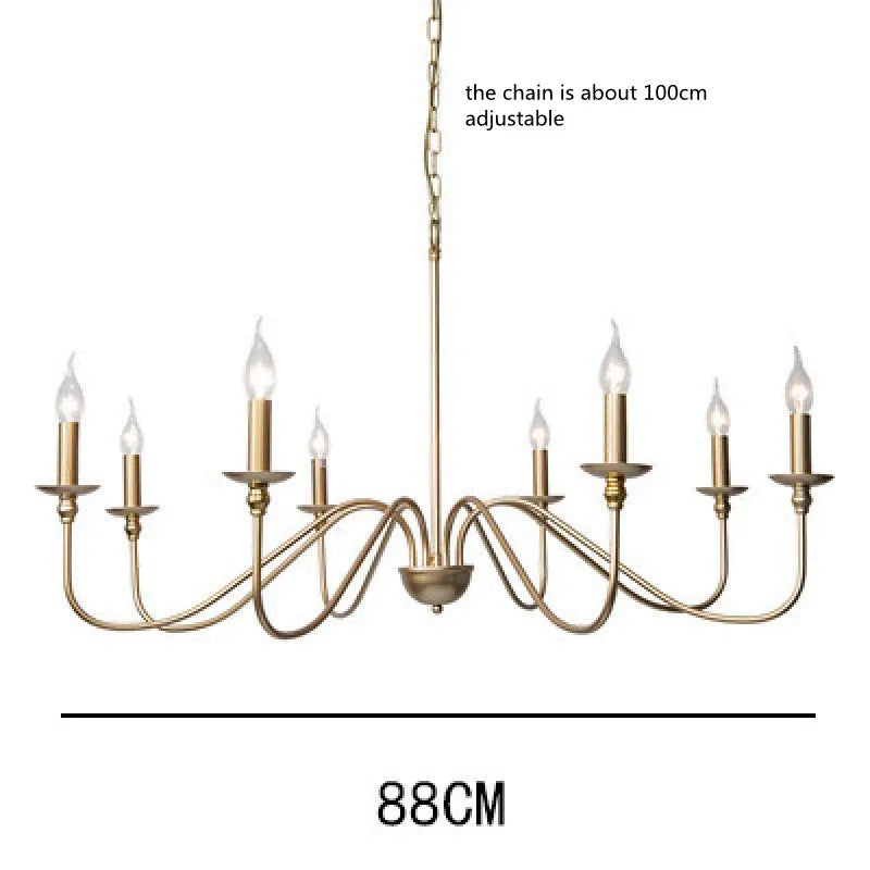 Retro Loft Living Room Chandelier - Vintage American E14 Black & Gold Light