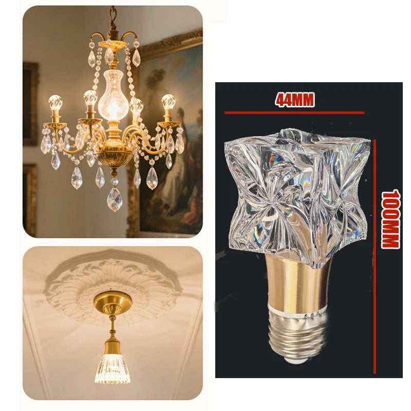 Acrylic Crystal Mini Pendant Light 2pcs - E27/E14 LED Fairy Lamp for Bedroom & Kitchen, Warm White/Cold White, 110V-220V