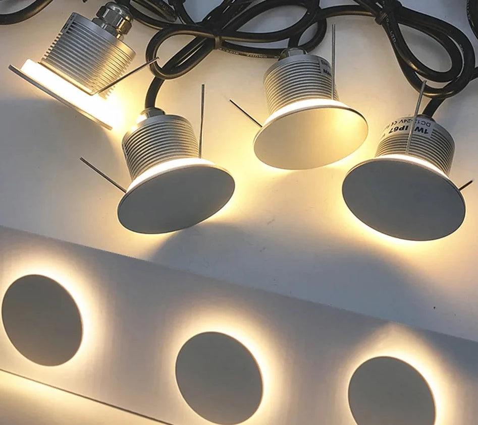 IP67 Waterproof Recessed Stairs LED Wall Lamp For Garden Home Stair Wall Lights 1W Outdoor Corridor Lamps 12V-24V Wall Lighting