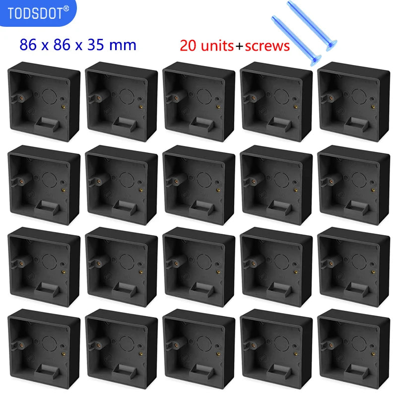 UL 94 V-0 Flame Retardant Wall Socket Box | 35mm Black Surface Mount PVC Box