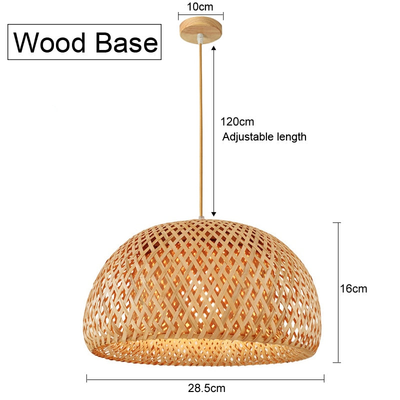 Bamboo Pendant Lamp Hand Knitted Chinese Style Weaving Hanging Lamps 18/19/30cm Restaurant Home Decor Lighting Fixtures