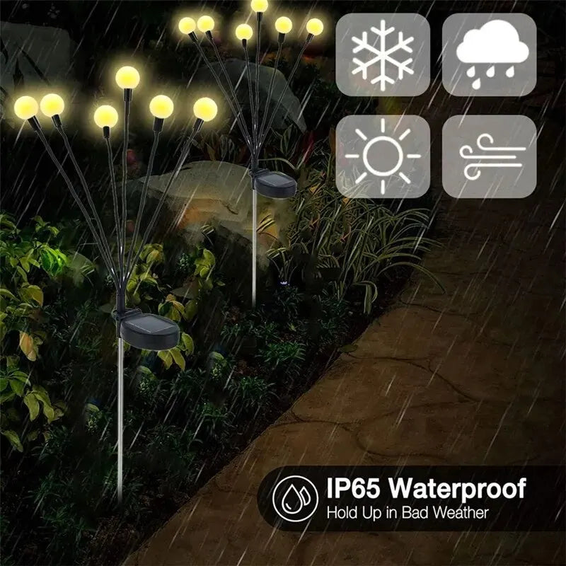 10 LED Solar Firefly Light - Swaying Outdoor Fairy Light for Garden, Lawn & Courtyard Decor