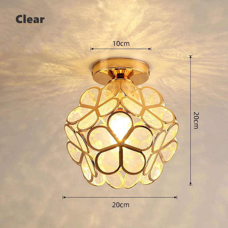 12W Nordic Flower Ball LED Ceiling Lamp E27 Tiffany Iron Acrylic Petal Inlaid Chandelier Aisle Corridor Home Decor Ceiling Light