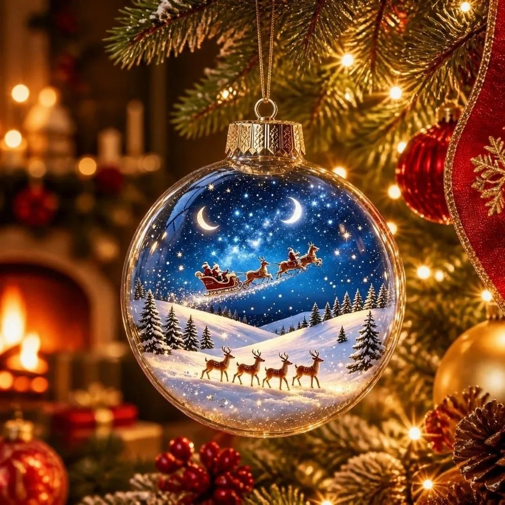 Transparent Christmas Hanging Ball LED Lights Santa Claus Christmas Tree Decor Snowman Tree Xmas Tree Ornaments Christmas Tree