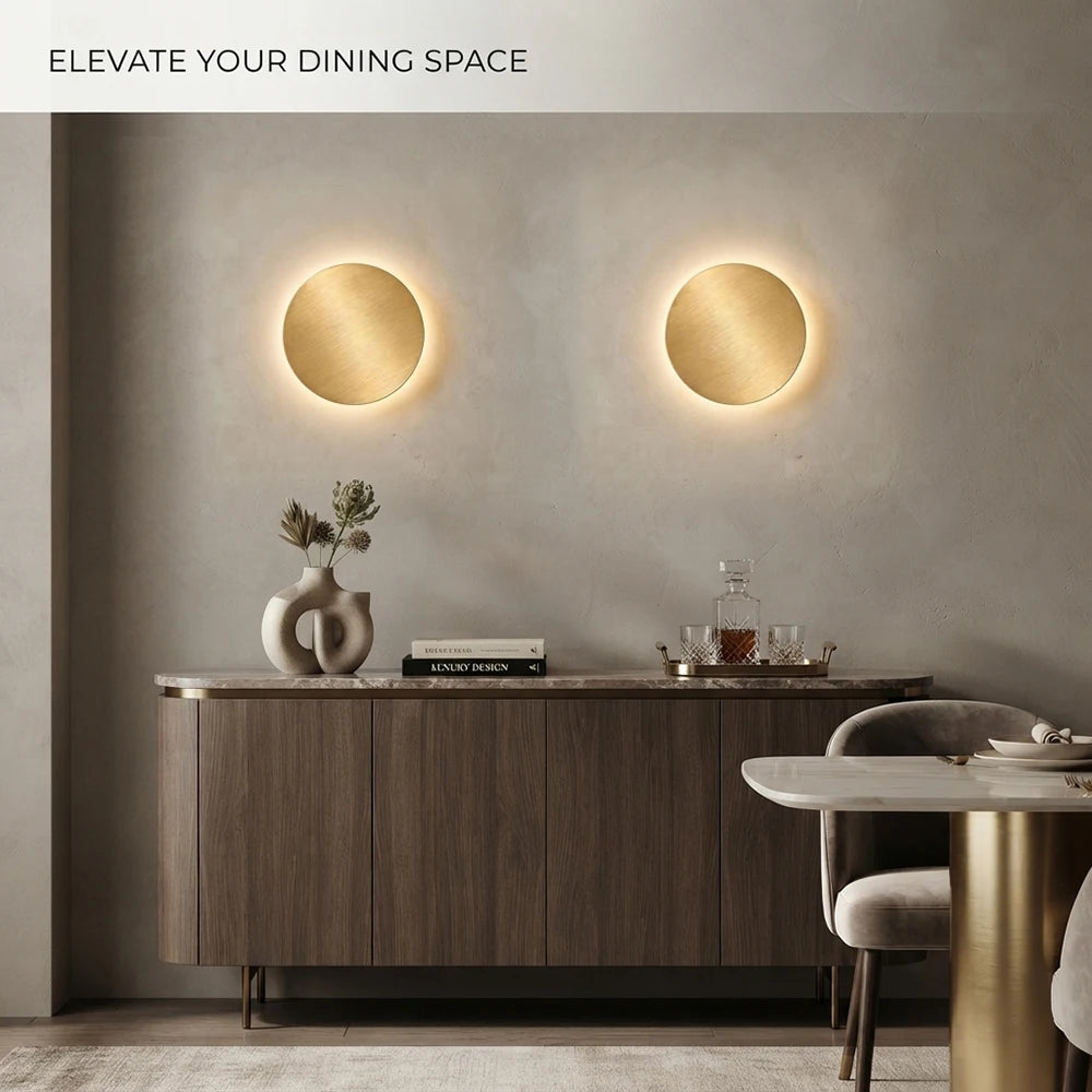 Modern Nordic Round LED Wall Lamp Aluminum Backlit Sconce Light Black White Gold Fixture for Bedroom Hallway Staircase Decor