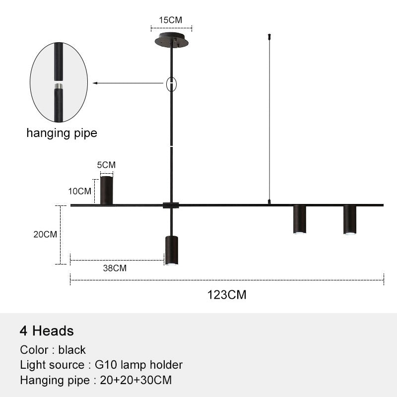 Nordic Modern Longer Chandelier Dining Table Fixtures Black Pendant Lights Restaurant Bar Kitchen Decor Living Room Hanging Lamp