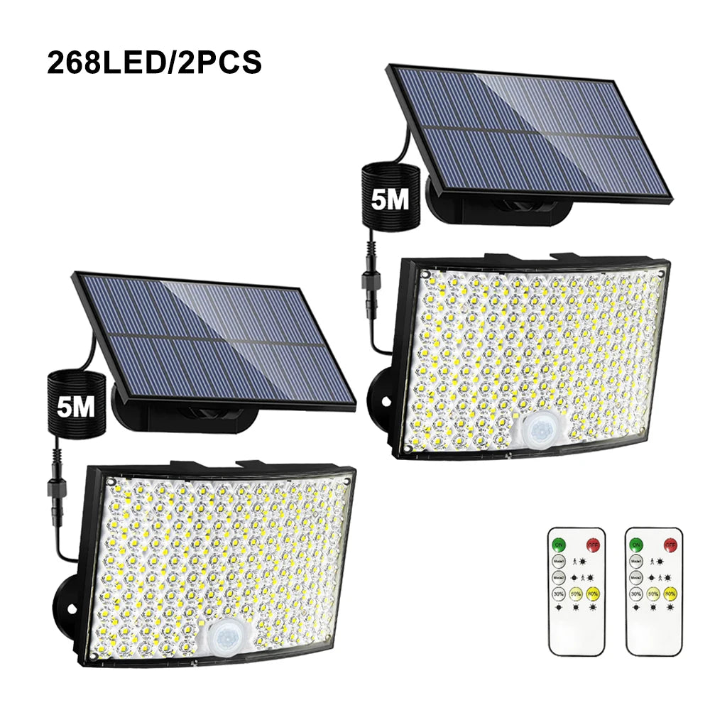 348LED Solar Lamp Outdoor Security Light with Motion Sensor Waterproof 126/328LED Powerful Spotlight Solar for Garden Garage