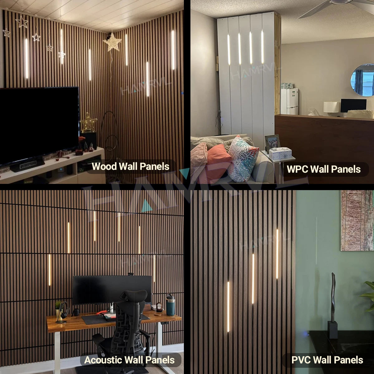 LED Strip Light for Wood Slat Wall Panel - Recessed Self-Adhesive Lighting