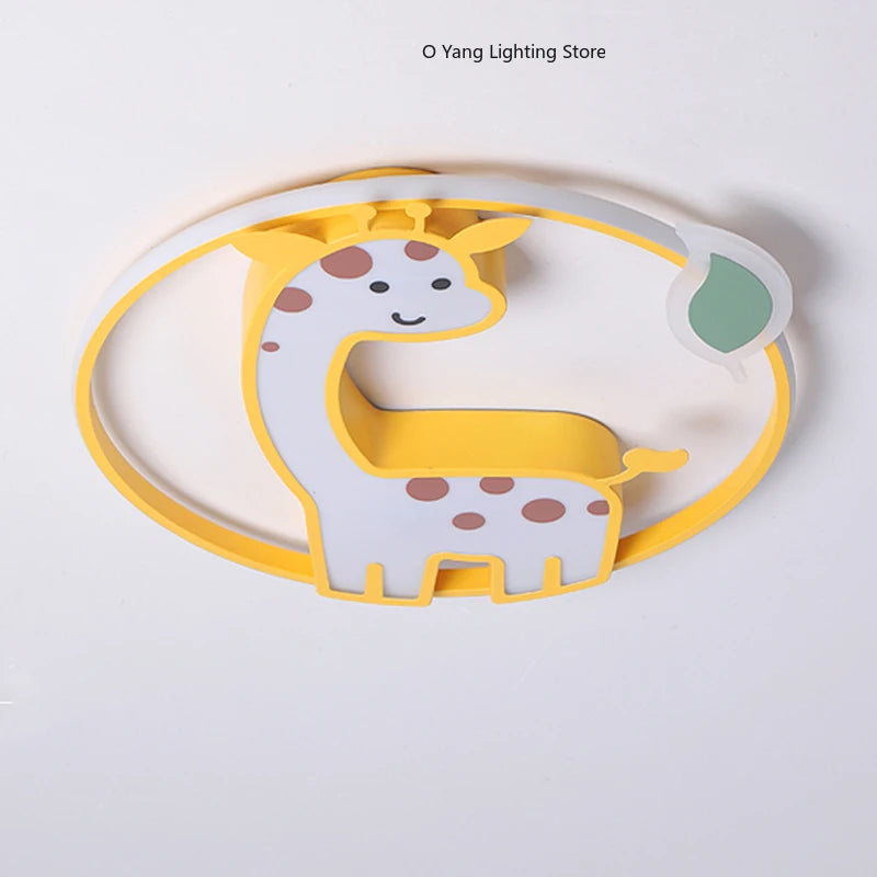Designer Led Ceiling Light Girl Bedroom Chandelier Kids Baby Boy Room Decor Cute Giraffe Ceiling Lamp Plafon RC Dimmable
