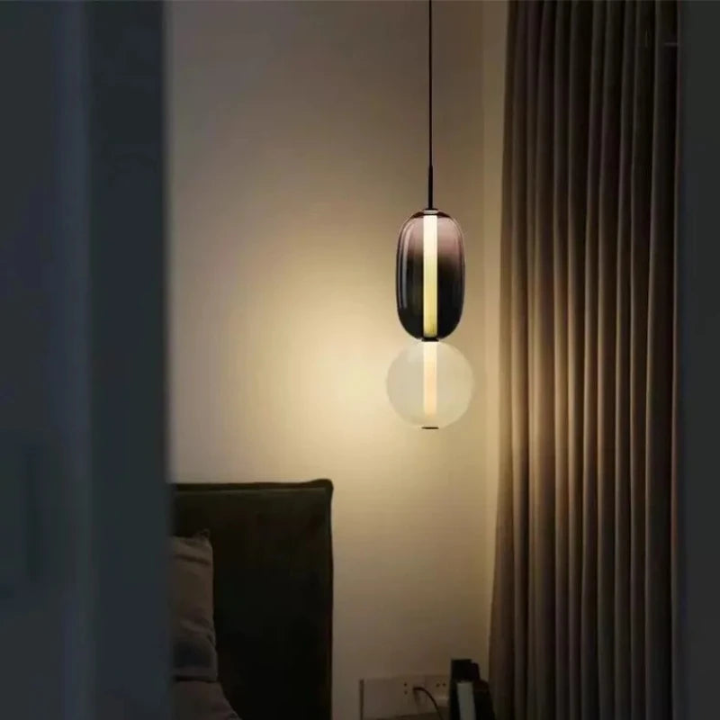 LED Pendant Light Restaurant Candy Glass LED Chandelier Luxury Stair Villa Master Bedroom Ceiling Lamps Home Decor Lamp Designer