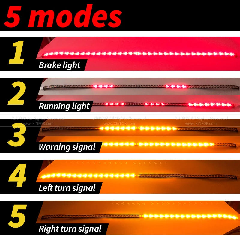 12V 24V Tailgate Light Bar 59 Inch Turn Signal Dynamic Triple Row Tail Light Red Brake Reverse Flash For Pickup Trailer Truck