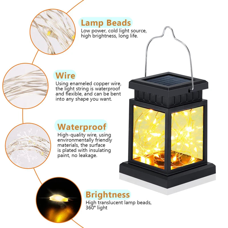 Outdoor Solar Garden Hanging Candle Lights Retro Palace Lantern Lamps Landscape Decor Lighting Floor Balcony Yard Soar Lights