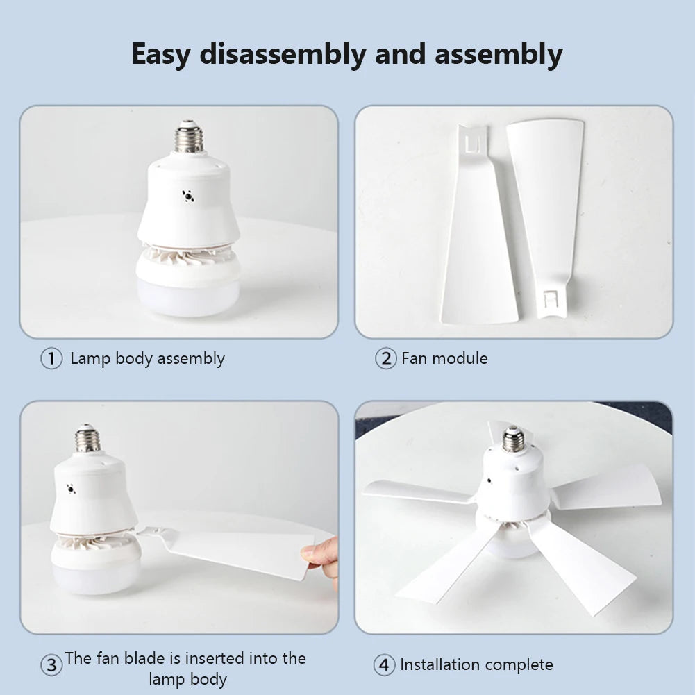 LED Ceiling Fan, Socket Fan Light Original, Fan With Remote Control 1000 Lumens / 5000 Kelvins As Seen On TV