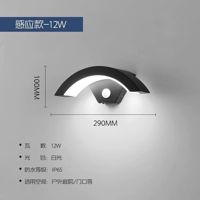 Creative LED Outdoor Moon Wall Lamp - IP65 Waterproof Human Sensing Light