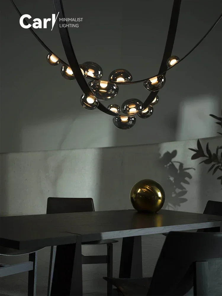 Modern Leather Belt Pendant Chandelier - Minimalist Designer Ceiling Light