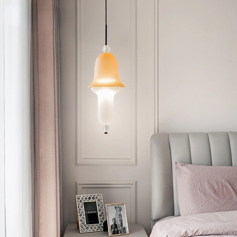 Nordic Colored Glass Pendant Lights Designer Poma Hanging Lamp Candy Glass Restaurant Bar Light Fixture Bedroom Bedside Lampara's